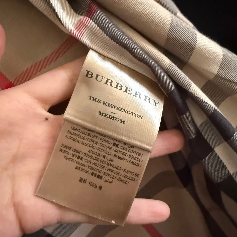 Burberry Kensington mid length trench coat black size 4 - Picture 6 of 9